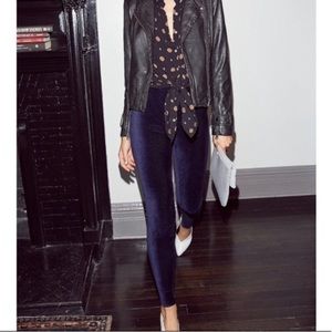 Free People Here We Go Striped Velvet Legging Large